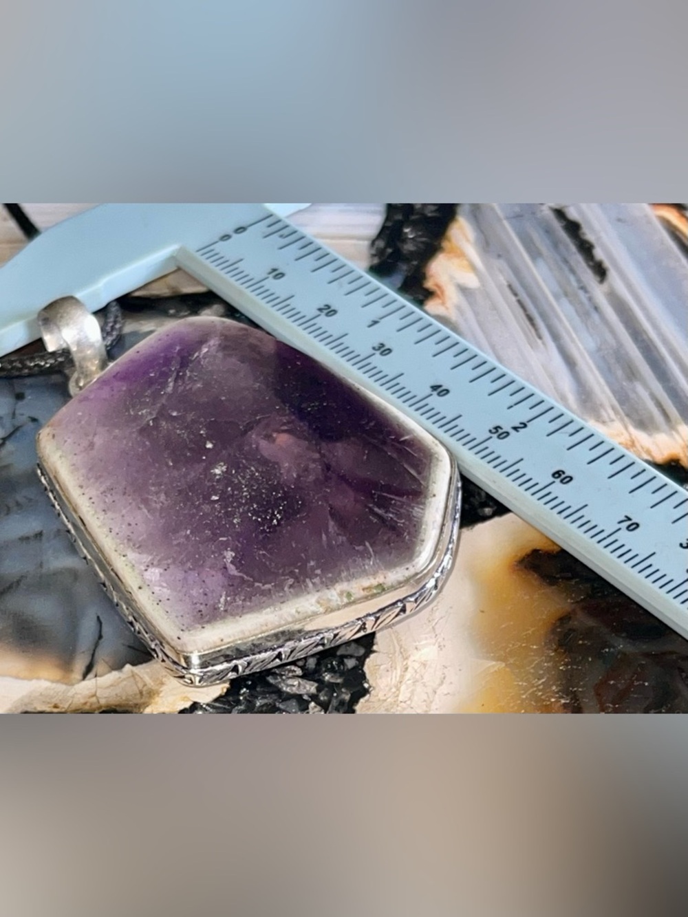 Beautiful Large Auralite Amethyst Pendant 2 1/2” - Picture 15 of 17